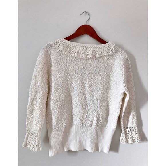 Michael Kors Collection Runway Soutache Stretch Viscose Top White Size XL - Picture 4 of 8